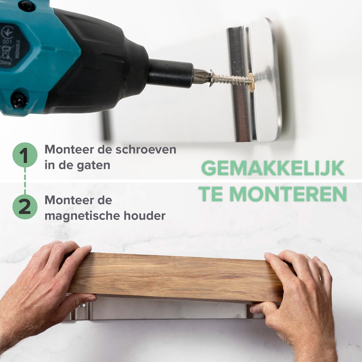 Grote Messenmagneet 40CM - Houten Messenhouder Magnetisch - Schroefbevestiging - Acacia Magnetisch Messenblok van Coninx - voor 6 tot 9 Keukenmessen