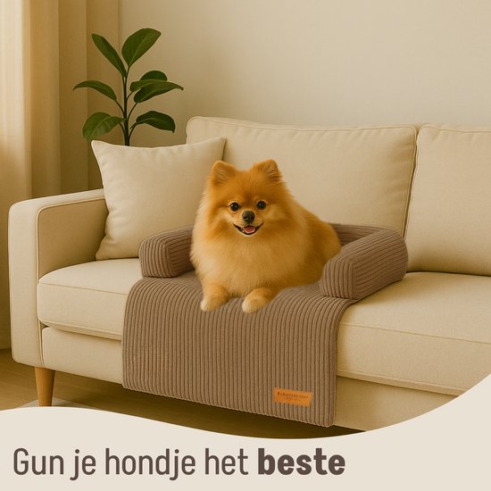 By Cee Cee Origineel Hondendeken Bank – Hondenkleed Bank - Hondenmand - Premium - Volledig Afritsbaar - Ribstof - Bruin - 75x90 - Maat S