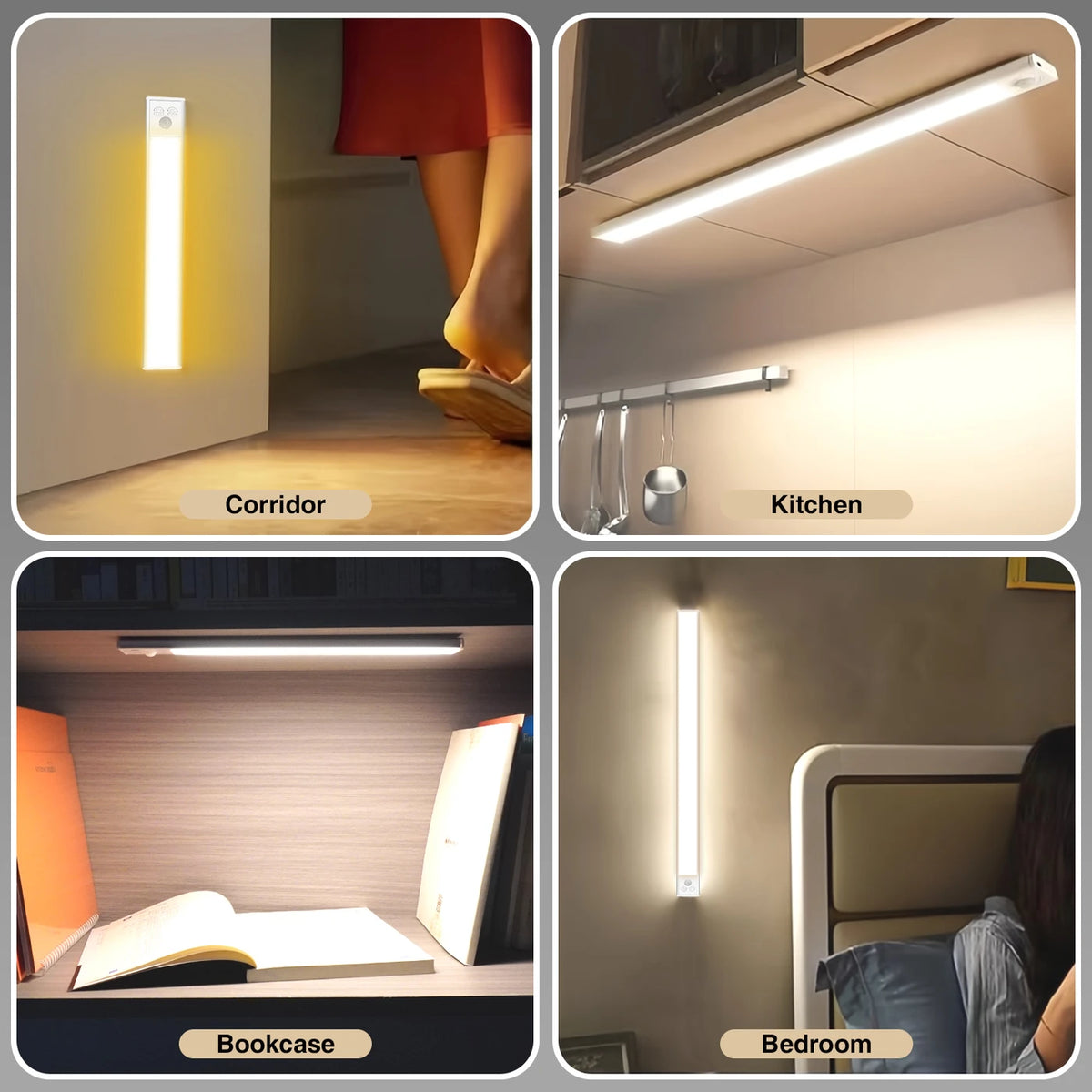 Arlgsite Kastverlichting LED Set van 2 - 30 cm - PIR-sensor, USB Oplaadbaar