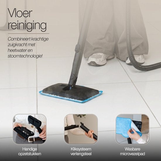 GoScrub® 3-in-1 Tapijtreiniger PRO met Vloermop - Stoomreiniger en Vlekkenreiniger Bank & Tapijt – 100° Stoom – Bankreiniger – Meubelreiniger - Zetelreiniger
