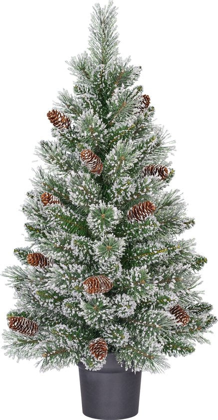 Black Box Trees Vandans Kunstkerstboom in Pot - H90 x Ø48 cm - Groen Frosted