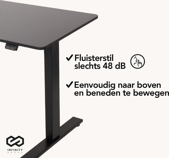 Infinity Goods Zit Sta Bureau - Elektrisch Verstelbaar In Hoogte - 140 x 60 CM - Zwart