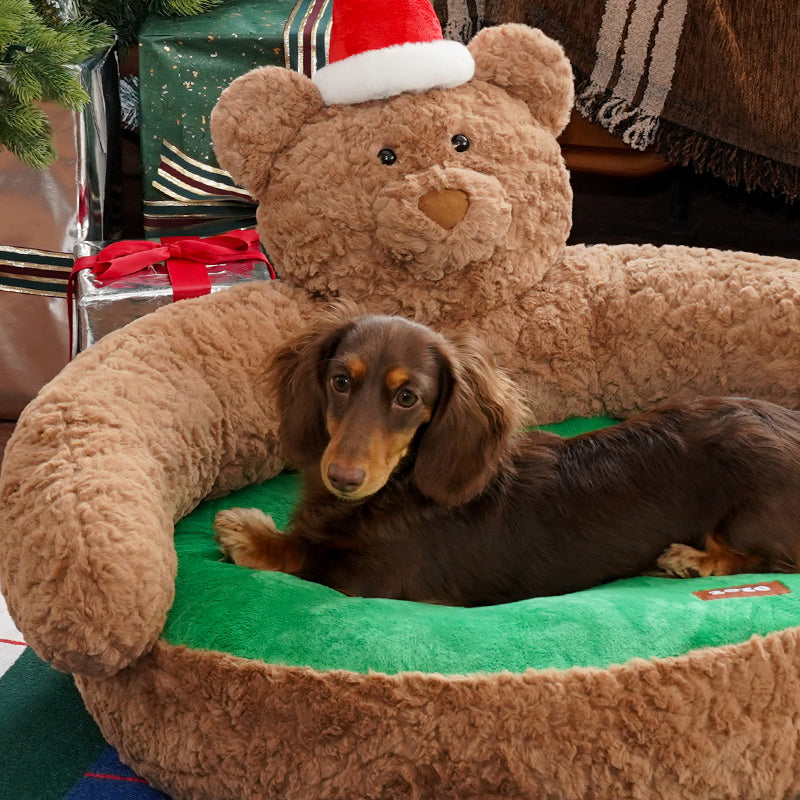 zeze huisdierenbank met kerstbeer