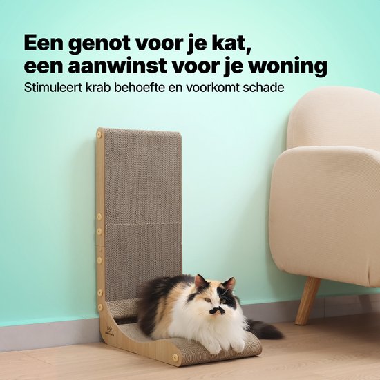 Jake en Jacky Krabkarton voor Katten met Speelballetje - Krabpaal Karton - Krabplank - Krabmand - Krabmeubel - Kartonnen Krabmat - Kattenmand - Kattenbed - 60x26,4x40 cm