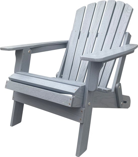 AXI Rosalie Adirondack Stoel Grijs – Houten loungestoel met armleuningen – Opklapbaar - Hoge rugleuning - Tuinstoel – 75,5 x 86,5 x 85 cm – FSC 100% Hemlockhout