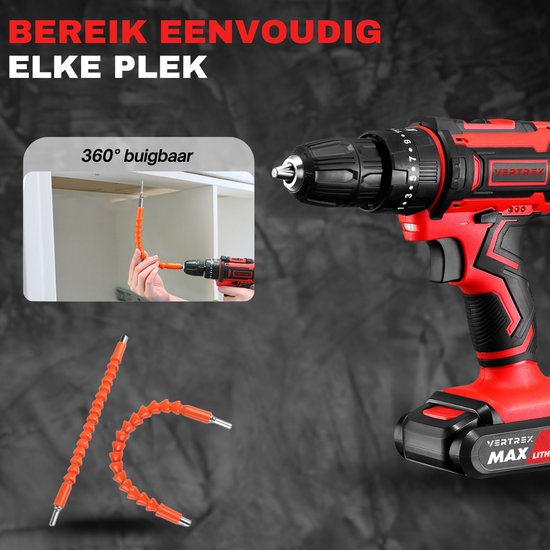 VERTREX Accu Schroefboormachine 18V - Accuboormachines - Accuboormachine - Boormachine - Boormachines - Incl. 2 Accu's