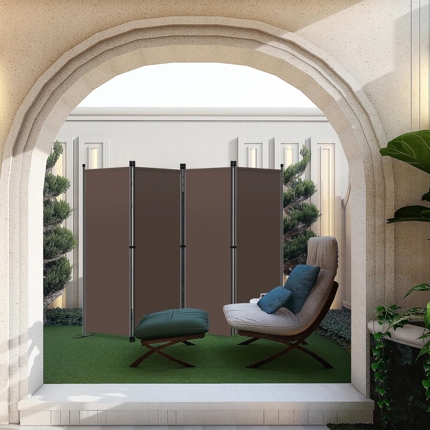 Angel Living Kamerscherm - 4 Panelen - 224 x 165 cm - Bruin