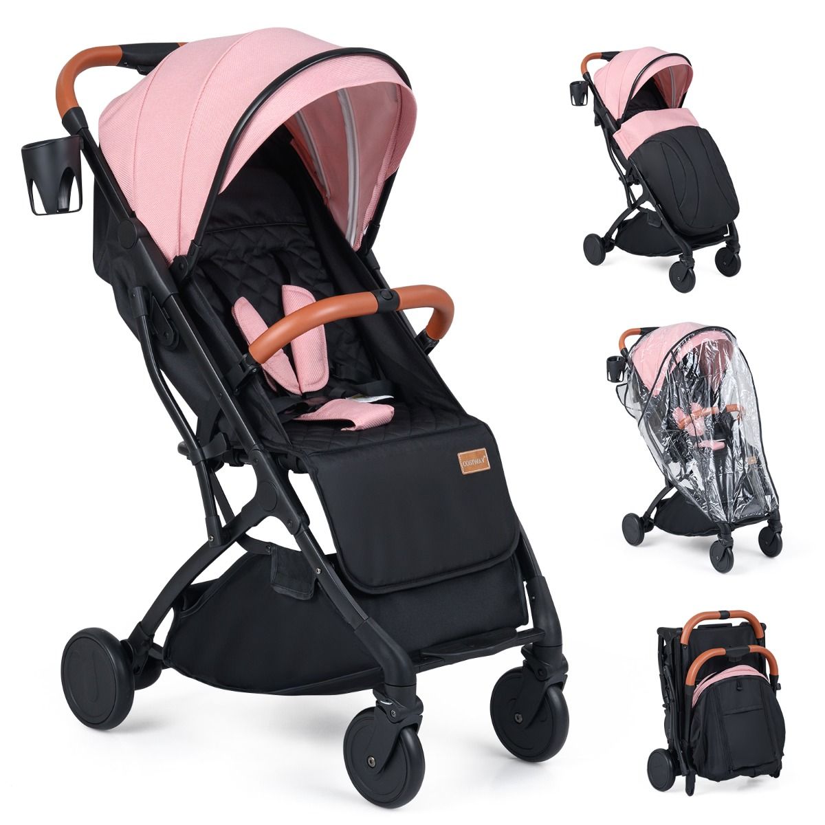 Coast Kinderwagen - inklapbaar - verstelbare rugleuning en voetsteun - roze