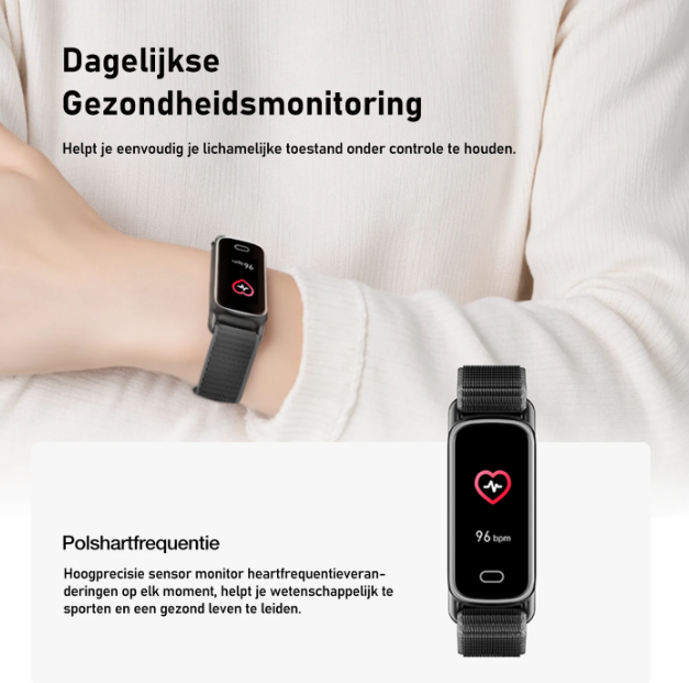 Fittek GTL1 Smartwatch - Zwart - 24/7 Gezondheidsmonitoring - 7 Dagen Batterijduur
