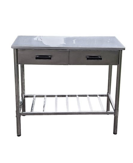 Garten Bijzettafel BBQ Barbecue - Roest Vrij Staal - Verstelbaar - 2 Laden - 100x50.5x87cm