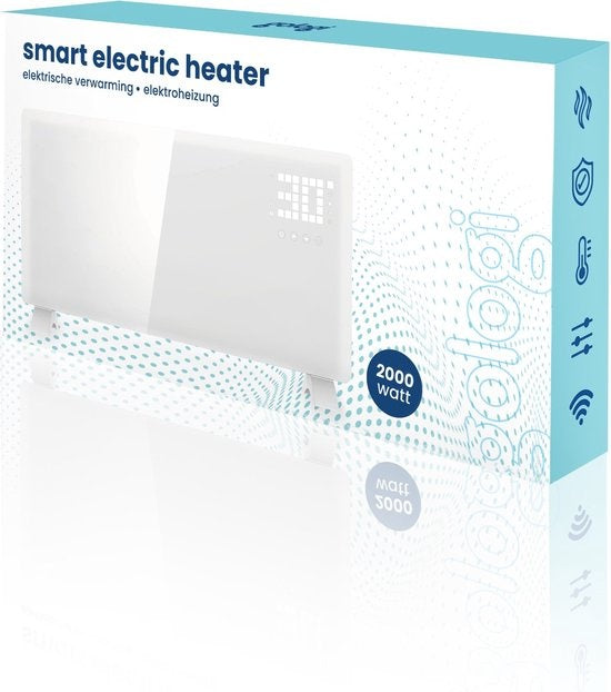 Gologi Elektrische Kachel - Verwarming elektrisch - Convectorkachel met thermostaat - Werkt via App en touch bediening - Tot 25m2 - 2000W Heater - Wit