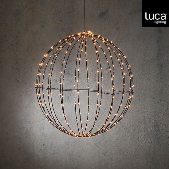 Luca Lighting Kerstverlichting Bal met Warm Witte LED Lampjes - Ø50 cm - Zwart