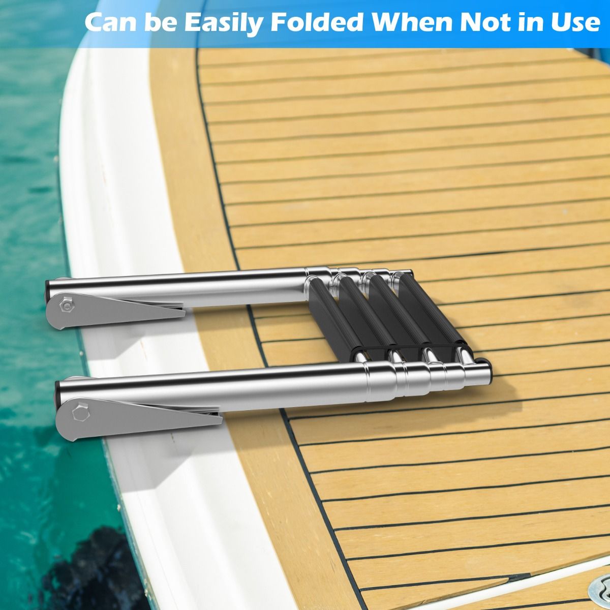 Coast Telescopische Bootladder 4-Traps - Antislip - RVS - 227kg Capaciteit - Zilverkleurig