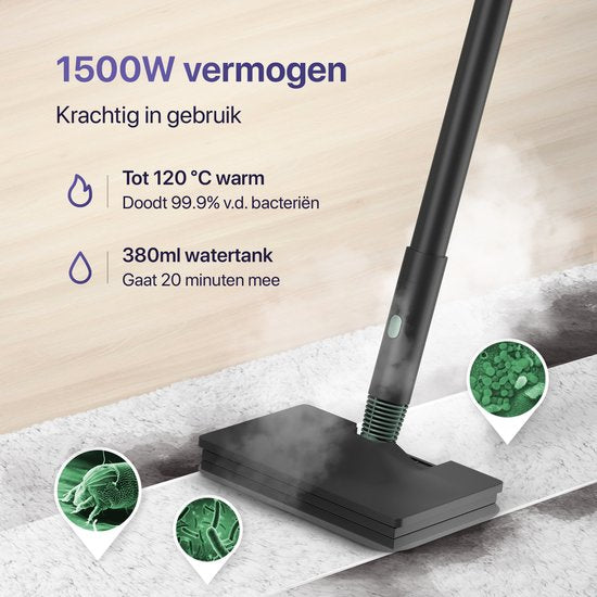 LUMAN 16 in 1 Stoomreiniger Én Handstoomreiniger V3 - Tapijtreiniger - Vlekkenreiniger - Vloerreiniger - Met 16 Opzetstukken en 3 Microvezeldoeken - Groen