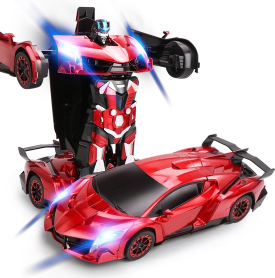 MEWAU 1:18 RC transformerende auto/robot - 2 in 1 Afstand Bestuurbare Auto - Gebaar waarneming - Speelgoed Auto - Rood