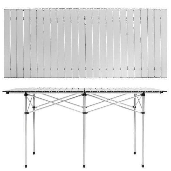 tectake® - Campingtafel - Opvouwbaar - Incl. draagtas - 140 x 70 cm - Grijs - 401170