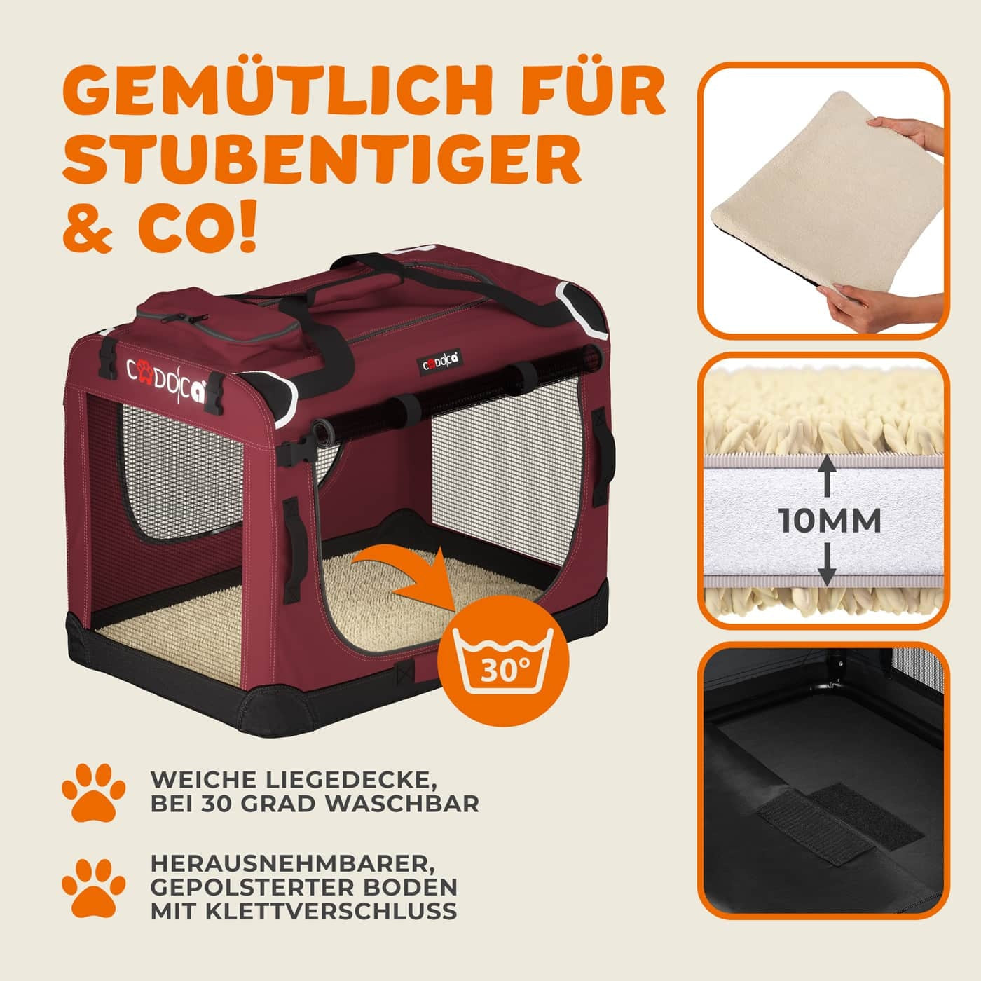 Cadoca Honden & Katten Reismand S - 51x35x36cm - Donker Rood