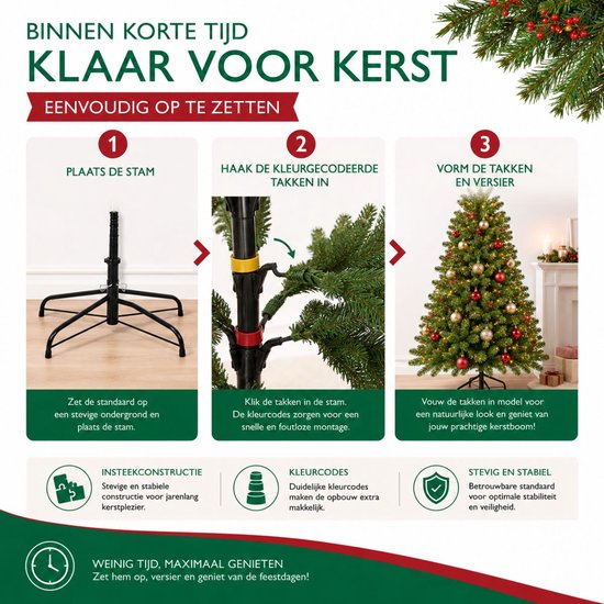Triumph Tree Tuscan Kerstboom - Kunststof Kerstversiering voor Binnen met Volle Uitstraling - Kunstboom van PVC met 488 Dennentakken - Klassieke Stijl - H185 x Ø109 cm - Groen