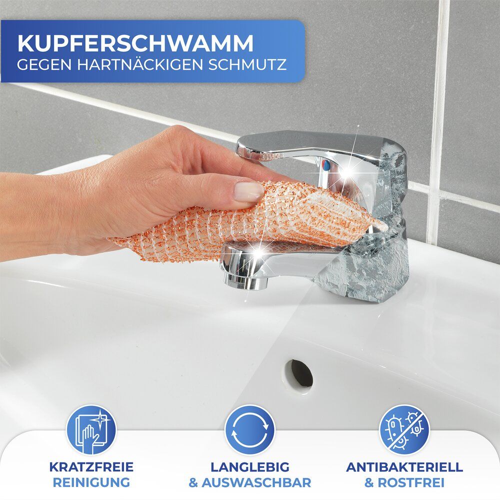 Wenko Koperspons Set van 6 - Krachtige Vuilverwijderaar - 110 x 70 x 30 mm - Koperkleur