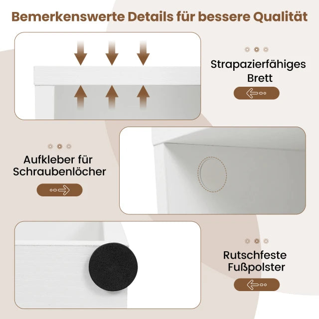 Coast Boekenkast Wit – Open 2-Laags Opbergrek met Verstelbare Plank – 42 x 29,5 x 53,5 cm