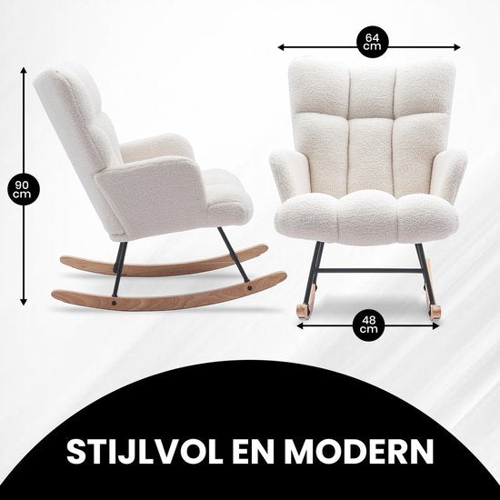 Bayt Schommelstoel - Fauteuil - Schommelstoel Babykamer - Relaxstoel - Wit