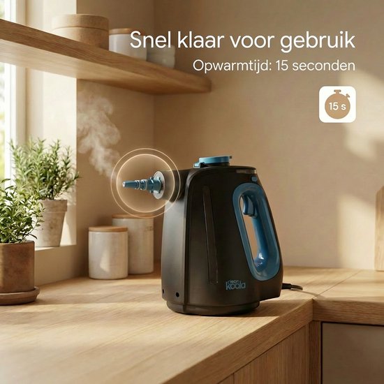 CleanKoala 2-in-1 Stoomreiniger – 15 sec Opwarmtijd – 30 min lang stomen– Incl. 12 Accessoires & 3 extra doekjes