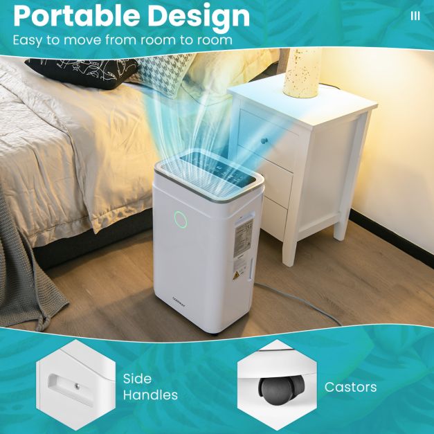 Coast Luchtontvochtiger 25L/Dag met Afvoerslang en LED Display – Wit – 34x24x57 cm