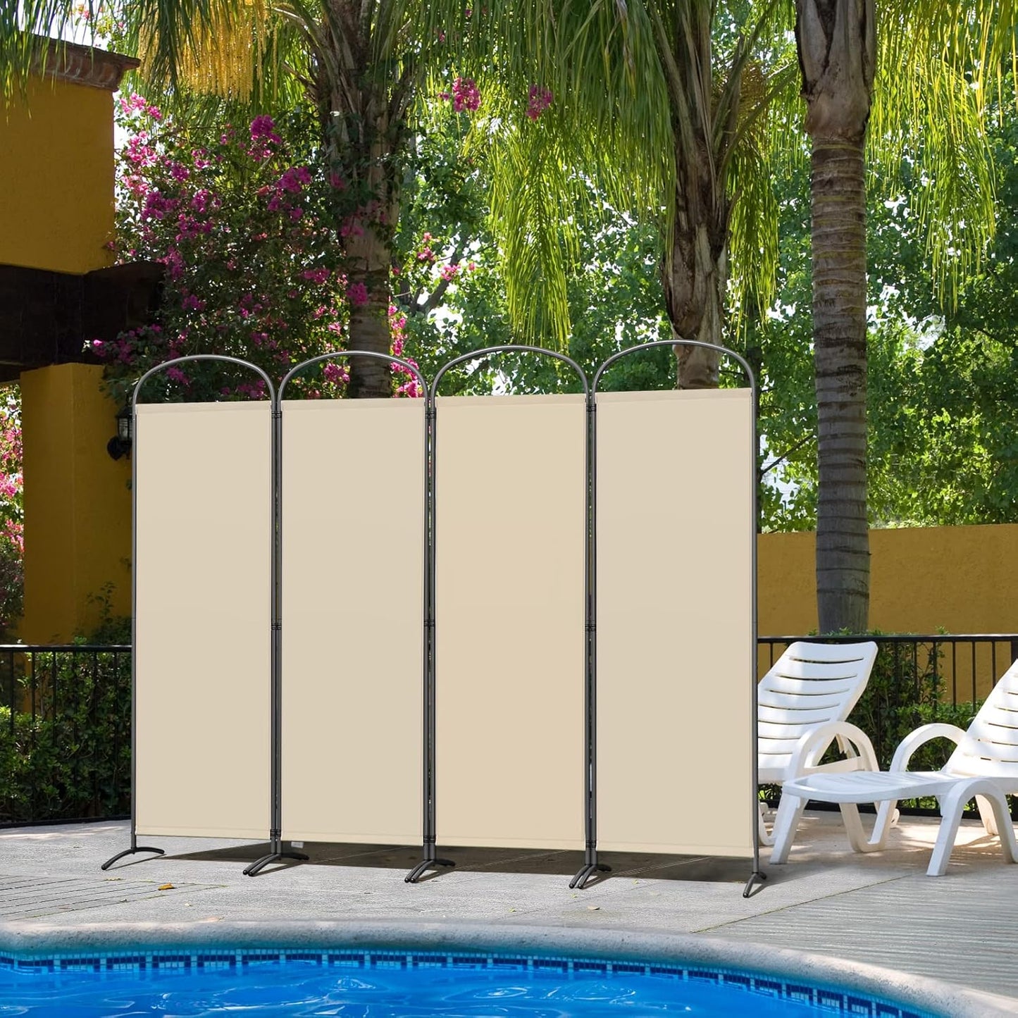 Angel Living Paravent - 4-delig - Opvouwbaar - 160g/m² Polyester - Stalen Frame - Ruimteverdeler & Inkijkbescherming - Beige
