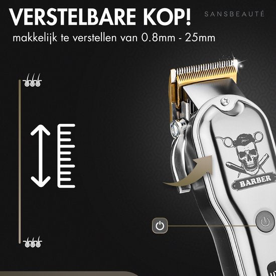 Professionele Draadloze Tondeuse - Sansbeauté - Tondeuse Mannen Hoofdhaar - Cheveux Haar - Haartrimmer - Kapper Haar Machine - Haartondeuse - Trimmer Baard - Barber Set - Barbe Hair Clipper - Kapper Trimmer - Kappersset