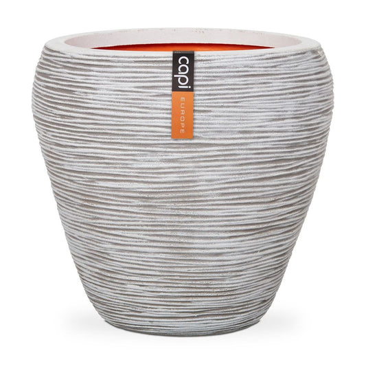 Capi vaas taps rond Nature Rib - 42 x 38 cm - Ivoor