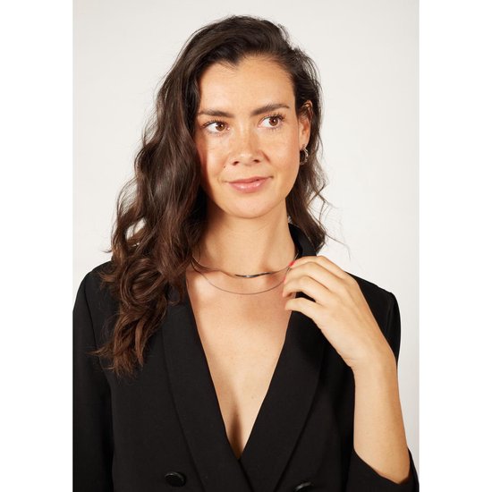 Laura Ferini Dames Ketting Chiara Zilver - Zilverkleurige schakelketting met 2 lagen - 18K Witgoud Verguld - Halsketting - Collier - Sieraad - Accessoires - Dames Ketting