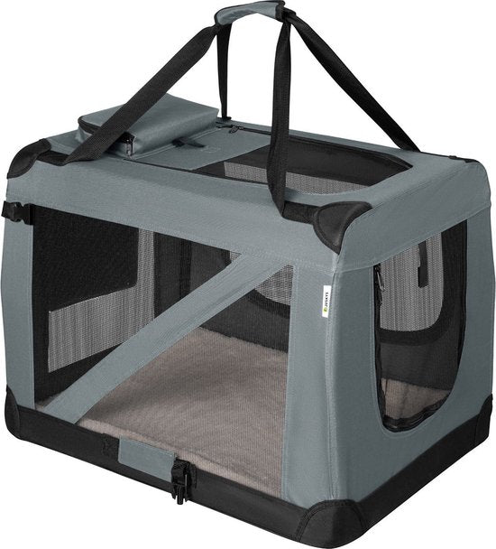Juskys Hondentransportbox - Vouwbaar - S - 34 x 50 x 36 cm - Grijs