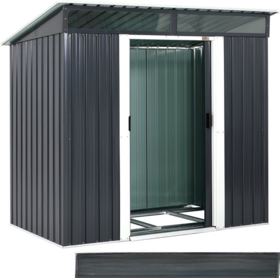 Gardebruk Tuinhuisje Metaal - Met Fundering & Deuren – 196x122x180 cm - Antraciet