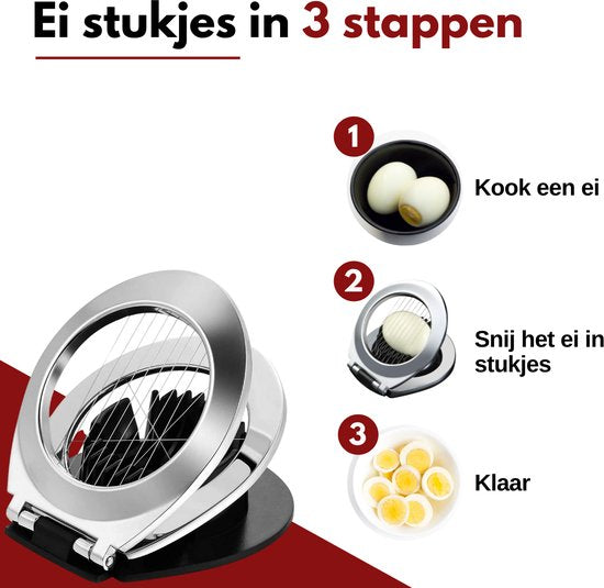 VAIVE Eiersnijder Vaatwasserbestendig - RVS - Champignonsnijder - Keukengerei