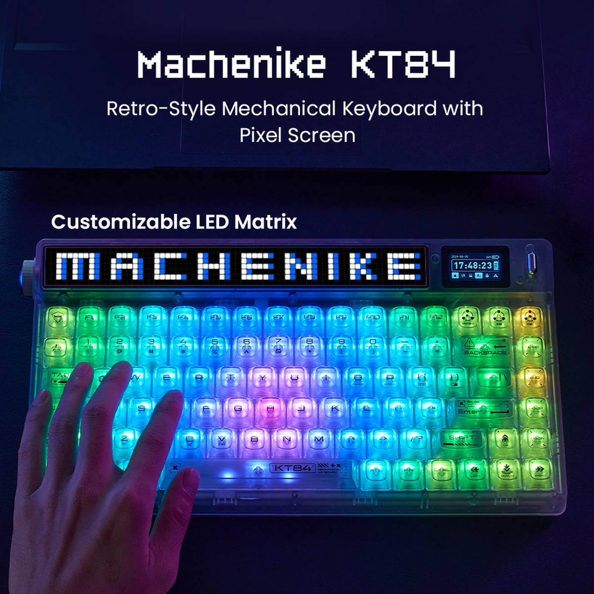Machenike KT84-B84W 75% Mechanisch Toetsenbord - Wit - Gateron Yellow, RGB, Tri-Mode