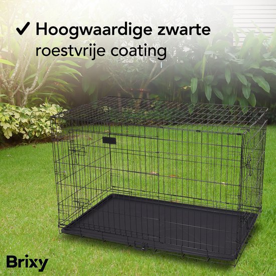 Brixy Hondenbench - Bench Voor Honden - Maat XXL - Opvouwbaar - 122 x 76 x 84 CM - 2 Deuren - Zwart