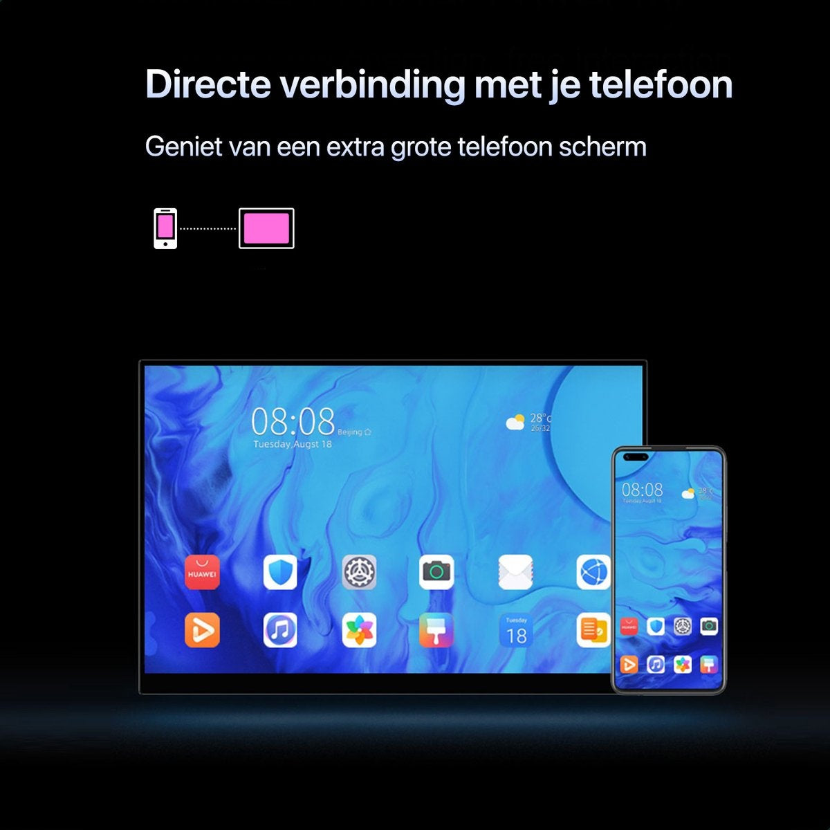 Qumax Portable Monitor – 15.6 inch Draagbare monitor – Full HD – HDMI & USB-C – Inclusief Hoes & Standaard – Multifunctioneel – Ingebouwde Speakers