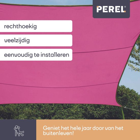 Perel Schaduwdoek, waterafstotend, 2 x 3 m, 160 g/m², polyester, rechthoek, fuchsia