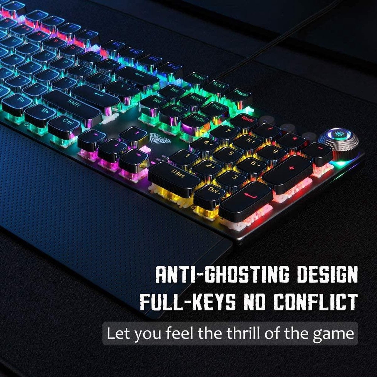 AULA F2058 RGB punk gaming mechanisch toetsenbord - QWERTY - blue switch