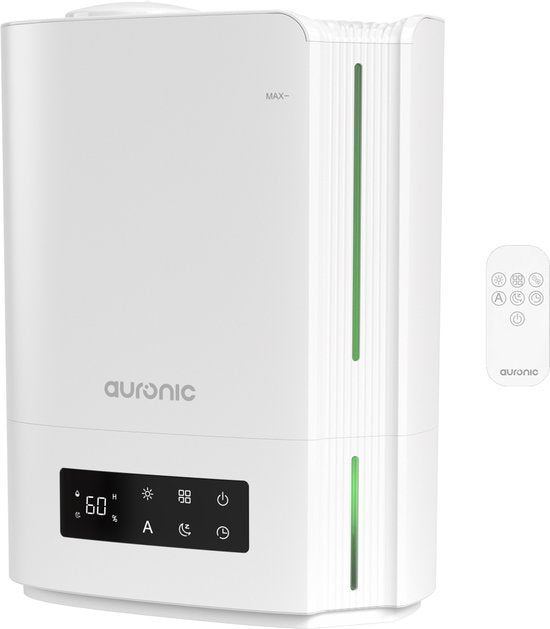 Auronic Luchtbevochtiger - 5 Liter - Geschikt voor Woonkamer, Kantoor, Slaapkamer, Babykamer en Meer - BPA-Vrij - Wit