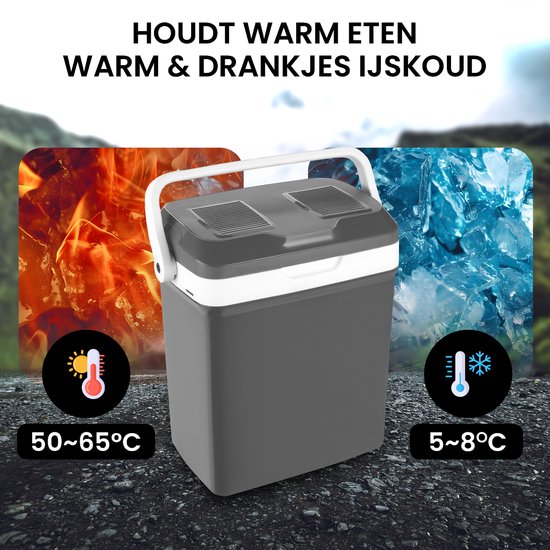 Outbee Koelbox - Koelbox elektrisch 12v 230 volt - Koelbox auto - 21L - Geschikt voor 1,5 liter flessen - Grijs