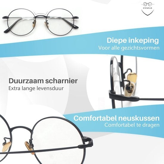 LC Eyewear Beeldschermbril - Blauw Licht - Incl. Brillenkoker - Metaal - Unisex - Zwart