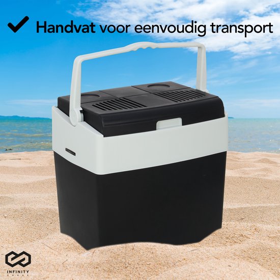 Infinity Goods - Elektrische Koelbox - 30L - Coolbox - 12V en 230V - Frigobox - Koelen en Verwarmen - Zwart