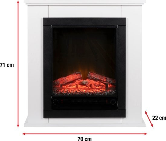 Classic Fire Elektrische Sfeerwarming - 1800W - LED Vlammen - 70 x 22 x 71 cm - Wit