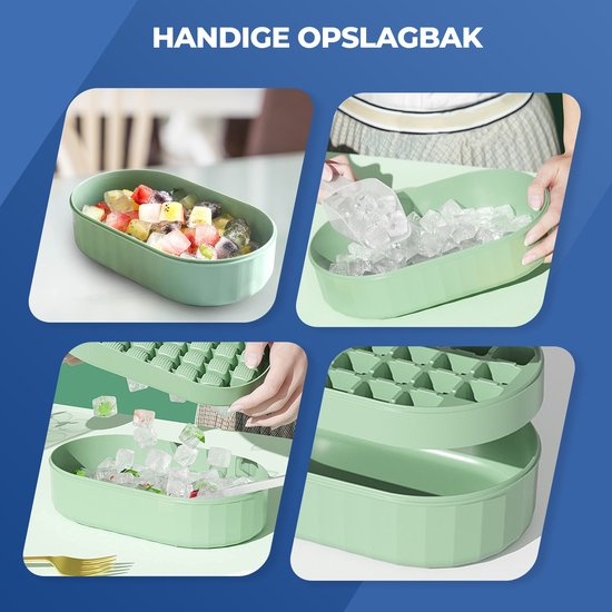 Roegaarden ijsblokjesvorm met deksel - ijsemmer - Ijsblokjesmaker - Met opvangbak - Met schep