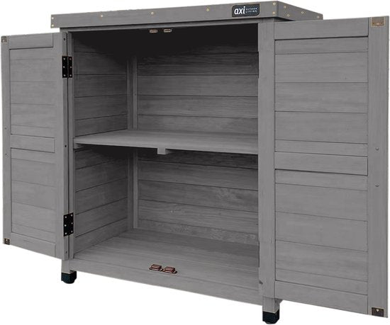 AXI Felix houten opbergkast – Tuinkast van FSC Hout - Magnetisch sluitsysteem - Verstelbare poten - 80x45x93cm - Warm Grijs