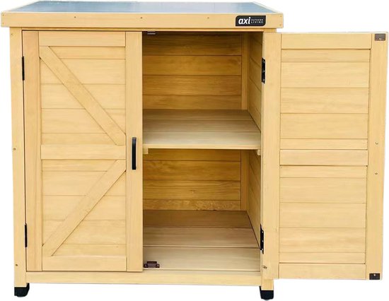 AXI Felix houten opbergkast – Tuinkast van FSC Hout - Magnetisch sluitsysteem - Verstelbare poten - 80x45x93cm - Bruin