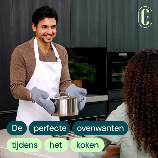 Castagnola Ovenwanten - Hittebestendige Overhandschoenen - Siliconen Ovenwanten - Hittebestendig tot 250°C - EN407 Gecertificeerd - Katoen - Grijs