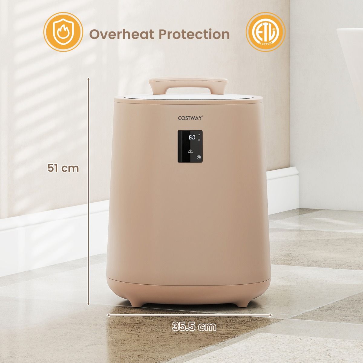 Coast Handdoekverwarmer - 18 liter capaciteit - LED-display - koffiebruin
