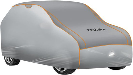 tectake® Autohoes - Autozeil voor Buiten - Hagelbescherming - Waterdicht Deken met 3 Verstelbare Spanbanden - Ademend - Auto Beschermhoes met Opbergtas - Compatibel met vele modellen - Afmeting (LxBxH) 571 x 203 x 145 cm - Voor SUV of Busje